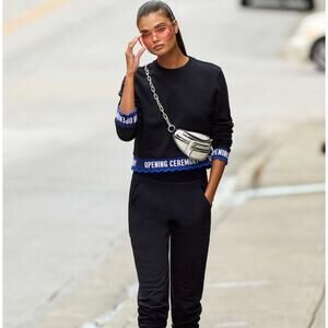 Opening Ceremony Scalloped Hem Cropped Logo Sweatshirt in Sz S